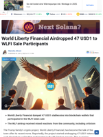 World Liberty Financial Airdropped 47 USD1 to WLFI Sale Participants