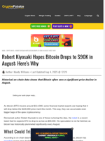 Robert Kiyosaki Hopes Bitcoin Drops to $90K in August: Here's Why