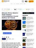 Bitcoin Price Watch: High-Stakes Consolidation Could Define Q3 Trend – Bitcoin News