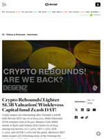 Crypto Rebounds! Lighter $1.5B Valuation! Winklevoss Capital fund Zcash DAT! - Decrypt