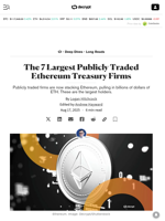The 7 Largest Publicly Traded Ethereum Treasury Firms - Decrypt