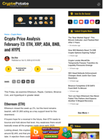Crypto Price Analysis February-13: ETH, XRP, ADA, BNB, and HYPE