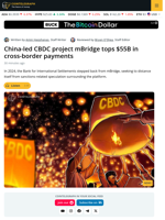 China-Led CBDC Platform mBridge Tops $55 Billion in Transaction Volume