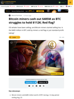 Bitcoin Miner Selling A Risk To The BTC Bull Market?