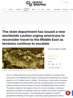The state department has issued a new worldwide caution urging americans to reconsider travel to the Middle East as tensions continue to escalate