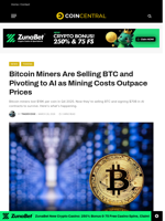 Bitcoin Miners Are Selling BTC and Pivoting to AI as Mining Costs Outpace Prices - CoinCentral