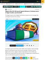 Nigeria files $81.5B lawsuit against Binance, Coinbase execs in legal trouble: Law Decoded