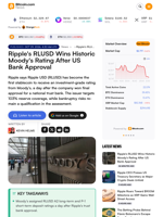 Ripple's RLUSD Wins Historic Moody's Rating After US Bank Approval