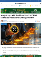 Analyst Says XRP Positioned for $30T RWA Market as Institutional DeFi Approaches