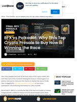 BFX vs Polkadot: Why This Top Crypto Presale to Buy Now is Winning the Race | Live Bitcoin News