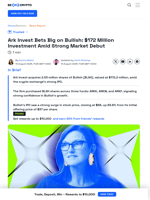 Cathie Wood’s Ark Invest Buys $172 Million of Bullish (BLSH)