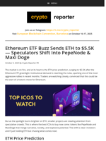 Ethereum ETF Buzz Sends ETH to $5.5K — Speculators Shift Into PepeNode & Maxi Doge