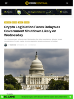 Crypto Legislation Faces Delays as Government Shutdown Likely on Wednesday - CoinCentral