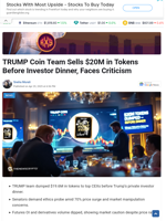 TRUMP Coin Team Sells $20M in Tokens Before Investor dinner...