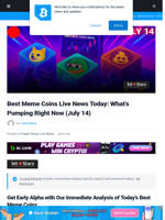 Live Best Meme Coins Updates Today: What's Pumping Right Now as Bitcoin Breaks Through $122K