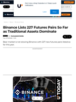 Binance Lists 227 Futures Pairs So Far as Traditional Assets Dominate - U.Today