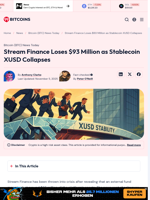 Stream Finance Loses $93 Million as Stablecoin XUSD Collapses - 99Bitcoins