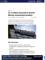 €2.3 trillion Amundi to launch Bitcoin investment product