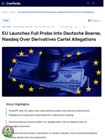 EU Launches Full Probe Into Deutsche Boerse, Nasdaq Over Derivatives Cartel Allegations