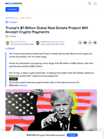 Dubai Trump Tower Will Accept Crypto Payments for Residence