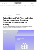 Aztec Network's 8-Year zk Rollup Testnet Launches, Boosting Ethereum's Programmable Privacy - 