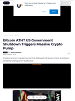 Bitcoin ATH? US Government Shutdown Triggers Massive Crypto Pump - U.Today
