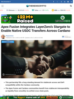Apex Fusion Integrates LayerZero’s Stargate to Enable Native USDC Transfers Across Cardano - TheNewsCrypto