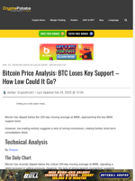 Bitcoin Price Analysis: BTC Loses Key Support – How Low Could It Go?