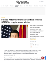 Florida Attorney General's office returns $710K to crypto scam victim
