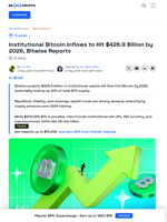 $426.9 Billion Institutional Inflows Could Send BTC to $200,000