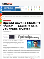 OpenAI unveils ChatGPT ‘Pulse’ — Could it help you trade crypto? - The Crypto News Wire