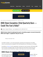 BNB Chain Completes 32nd Quarterly Burn — Could This Fuel a Rally?