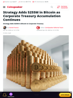 Strategy Adds $255M in Bitcoin as Corporate Treasury Accumulation Continues - Coinspeaker