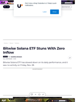Bitwise Solana ETF Stuns With Zero Inflow - U.Today