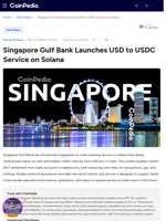 Singapore Gulf Bank Launches USD to USDC Service on Solana