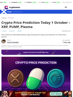 Crypto Price Prediction Today 1 October – XRP, PUMP, Plasma