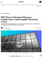 IMF Warns Tokenized Finance, Stablecoins Could Amplify Financial Crises - Decrypt