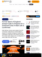 Former Bank of England Analyst Calls to Prepare for a Financial Crisis if Alien Life Is Confirmed – Economics Bitcoin News