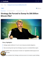 Strategy Be Forced to Dump Its $66 Billion Bitcoin Pile?