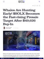 Whales Are Hunting Early! $SOLX Becomes the Fast-rising Presale Target After $49,626 Buy-In