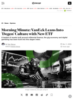 Morning Minute: VanEck Leans Into 'Degen' Culture with New ETF - Decrypt