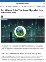 Top 3 Meme Coins That Could Skyrocket Your Portfolio in 2026 - TheNewsCrypto