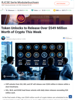 Token Unlocks to Release Over $549 Million Worth of Crypto This Week - TheNewsCrypto
