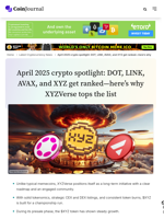 April 2025 crypto spotlight: DOT, LINK, AVAX, and XYZ get ranked—here’s why XYZVerse tops the list - CoinJournal