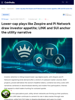 Lower-cap plays like Zexpire and Pi Network draw investor appetite; LINK and SUI anchor the utility narrative
