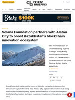 Solana Foundation partners with Alatau City to boost Kazakhstan's blockchain innovation ecosystem