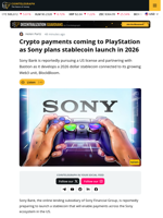 Sony Bank Plans 2026 Stablecoin For PlayStation Payments
