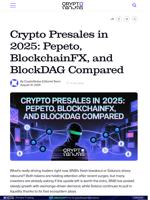 Crypto Presales in 2025: Pepeto, BlockchainFX, and BlockDAG Compared