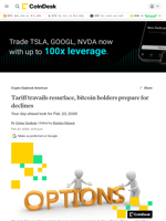 Tariff travails resurface, bitcoin holders prepare for declines: Crypto Daybook Americas