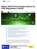 Aptos (APT) Price Surges above $1 with Regulatory Clarity